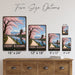 Cherry Blossoms Japan metal sign with vintage travel-poster illustration of cherry blossoms in Japan
