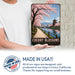Cherry Blossoms Japan metal sign with vintage travel-poster illustration of cherry blossoms in Japan