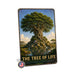 Tree of Life metal sign with vintage travel-poster illustration of tree of life in Bahrain