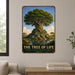 Tree of Life metal sign with vintage travel-poster illustration of tree of life in Bahrain