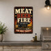 Meat Beer Fire The Holy Trinity metal sign with vintage tin bbq sign — Meat Beer Fire The Holy Trinity