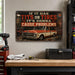 Classic Pickup Truck Vintage Garage metal sign with horizontal vintage garage scene with classic red C10 pickup, brick shop