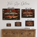 Classic Pickup Truck Vintage Garage metal sign with horizontal vintage garage scene with classic red C10 pickup, brick shop