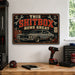 Classic Muscle Car Vintage Garage metal sign with horizontal vintage garage scene with weathered Chevelle SS muscle car