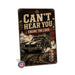 Loud Engine Muscle Car Garage metal sign with vintage layout with blown-engine Chevelle SS, tire smoke, beer can 'NO MUFFLER