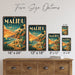 Malibu Beach California metal sign with art-deco vintage travel poster style of Malibu Beach California (california coast)