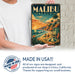 Malibu Beach California metal sign with art-deco vintage travel poster style of Malibu Beach California (california coast)
