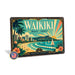 Waikiki Beach Hawaii metal sign with art-deco vintage travel poster style of Waikiki Beach Hawaii (hawaii pacific)