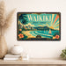 Waikiki Beach Hawaii metal sign with art-deco vintage travel poster style of Waikiki Beach Hawaii (hawaii pacific)