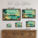 Waikiki Beach Hawaii metal sign with art-deco vintage travel poster style of Waikiki Beach Hawaii (hawaii pacific)