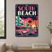 South Beach Miami Florida metal sign with art-deco vintage travel poster style of South Beach Miami Florida (florida
