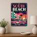 South Beach Miami Florida metal sign with art-deco vintage travel poster style of South Beach Miami Florida (florida
