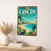 Cancun Mexico metal sign with art-deco vintage travel poster style of Cancun Mexico (mexico caribbean)