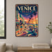 Venice Beach California metal sign with art-deco vintage travel poster style of Venice Beach California (california coast)