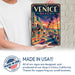 Venice Beach California metal sign with art-deco vintage travel poster style of Venice Beach California (california coast)