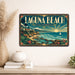 Laguna Beach California metal sign with art-deco vintage travel poster style of Laguna Beach California (california coast)