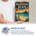 Huntington Beach California metal sign with art-deco vintage travel poster style of Huntington Beach California (california
