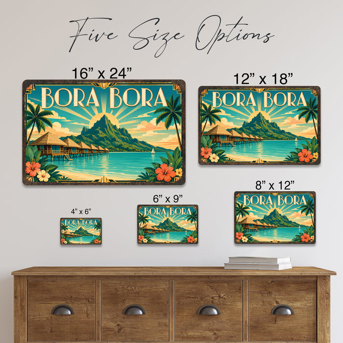 Bora Bora Tahiti metal sign with art-deco vintage travel poster style of Bora Bora Tahiti (tahiti polynesia)