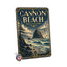 Cannon Beach Oregon metal sign with art-deco vintage travel poster style of Cannon Beach Oregon (oregon pacific)