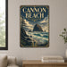 Cannon Beach Oregon metal sign with art-deco vintage travel poster style of Cannon Beach Oregon (oregon pacific)