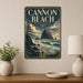 Cannon Beach Oregon metal sign with art-deco vintage travel poster style of Cannon Beach Oregon (oregon pacific)