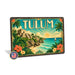 Tulum Mexico metal sign with art-deco vintage travel poster style of Tulum Mexico (mexico riviera)
