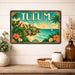 Tulum Mexico metal sign with art-deco vintage travel poster style of Tulum Mexico (mexico riviera)