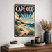 Cape Cod Massachusetts metal sign with art-deco vintage travel poster style of Cape Cod Massachusetts (new england coast)