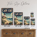 Cape Cod Massachusetts metal sign with art-deco vintage travel poster style of Cape Cod Massachusetts (new england coast)
