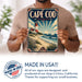 Cape Cod Massachusetts metal sign with art-deco vintage travel poster style of Cape Cod Massachusetts (new england coast)