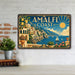 Amalfi Coast Italy metal sign with art-deco vintage travel poster style of Amalfi Coast Italy (italy mediterranean)