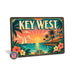 Key West Florida metal sign with art-deco vintage travel poster style of Key West Florida (florida keys)