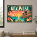 Key West Florida metal sign with art-deco vintage travel poster style of Key West Florida (florida keys)