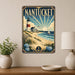 Nantucket Massachusetts metal sign with art-deco vintage travel poster style of Nantucket Massachusetts (new england coast)