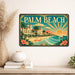 Palm Beach Florida metal sign with art-deco vintage travel poster style of Palm Beach Florida (florida atlantic)