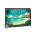 Grace Bay Turks and Caicos metal sign with art-deco vintage travel poster style of Grace Bay Turks and Caicos (caribbean)