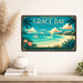 Grace Bay Turks and Caicos metal sign with art-deco vintage travel poster style of Grace Bay Turks and Caicos (caribbean)