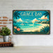 Grace Bay Turks and Caicos metal sign with art-deco vintage travel poster style of Grace Bay Turks and Caicos (caribbean)