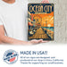 Ocean City New Jersey metal sign with art-deco vintage travel poster style of Ocean City New Jersey (new jersey shore)