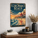 Coronado Beach California metal sign with art-deco vintage travel poster style of Coronado Beach California (california