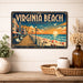 Virginia Beach Virginia metal sign with art-deco vintage travel poster style of Virginia Beach Virginia (virginia atlantic)