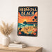 Hermosa Beach California metal sign with art-deco vintage travel poster style of Hermosa Beach California (california coast)