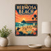 Hermosa Beach California metal sign with art-deco vintage travel poster style of Hermosa Beach California (california coast)