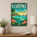Cozumel Mexico metal sign with art-deco vintage travel poster style of Cozumel Mexico (mexico caribbean)