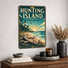 Hunting Island South Carolina metal sign with art-deco vintage travel poster style of Hunting Island South Carolina (south