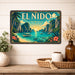 El Nido Palawan Philippines metal sign with art-deco vintage travel poster style of El Nido Palawan Philippines (philippines
