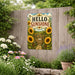 Hello Sunshine Sunflower Garden metal sign with vintage cottage garden style — Hello Sunshine Sunflower Garden