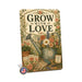 Grow with Love Wildflower Watering Can metal sign with vintage cottage garden style — Grow with Love Wildflower Watering Can