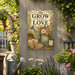 Grow with Love Wildflower Watering Can metal sign with vintage cottage garden style — Grow with Love Wildflower Watering Can