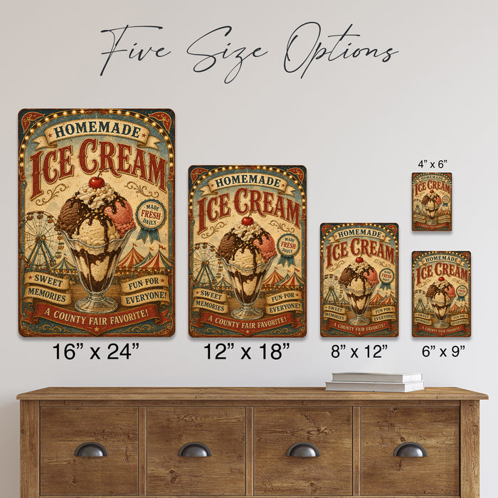 Homemade Ice Cream County Fair Favorite metal sign with vintage americana diner / ice cream style — Homemade Ice Cream